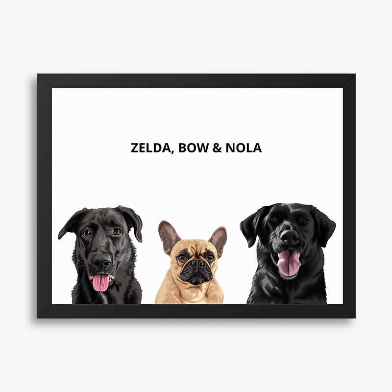 Custom Three Pet Portrait