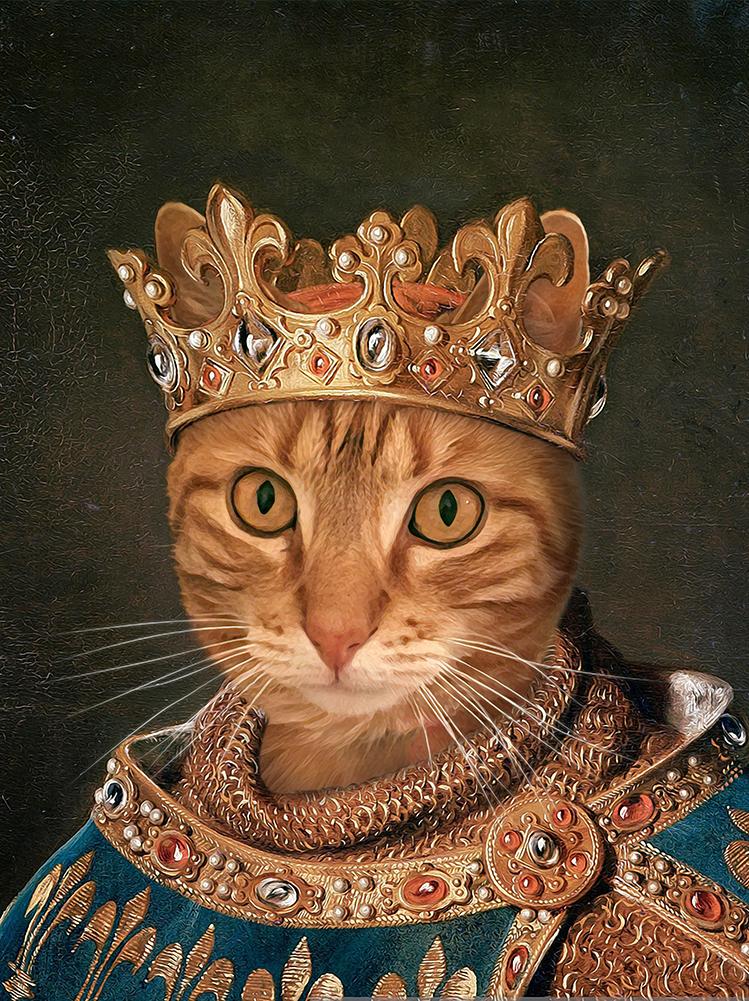 Crowned King Custom Pet Canvas Cat - Printy Paw